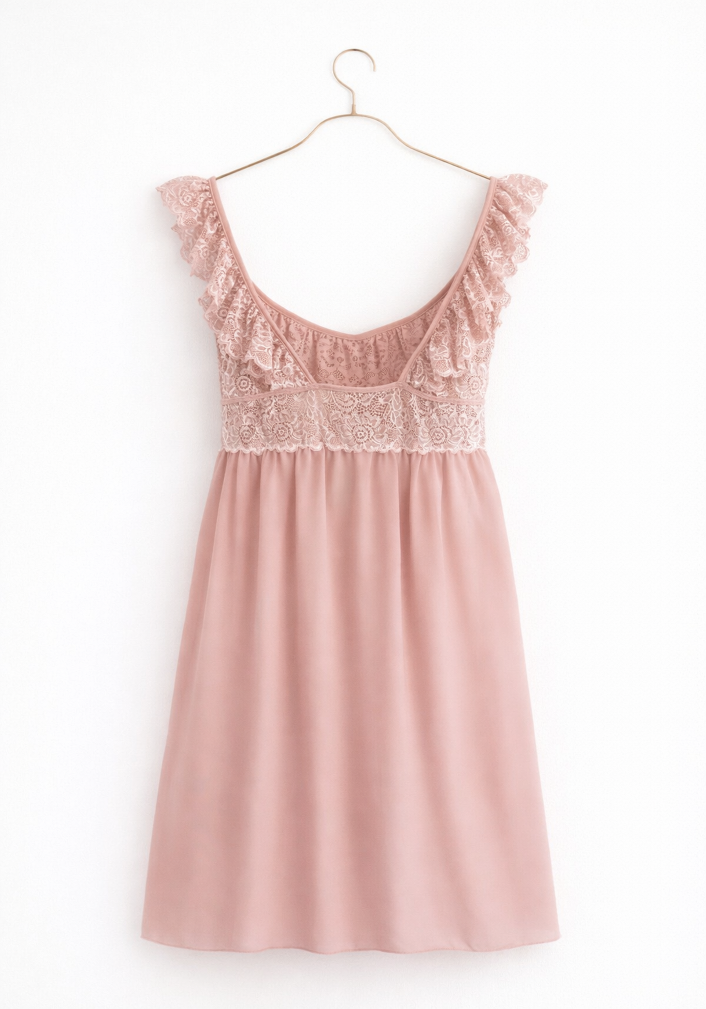 Schiffon Short Nighty With Dantel Breast Area