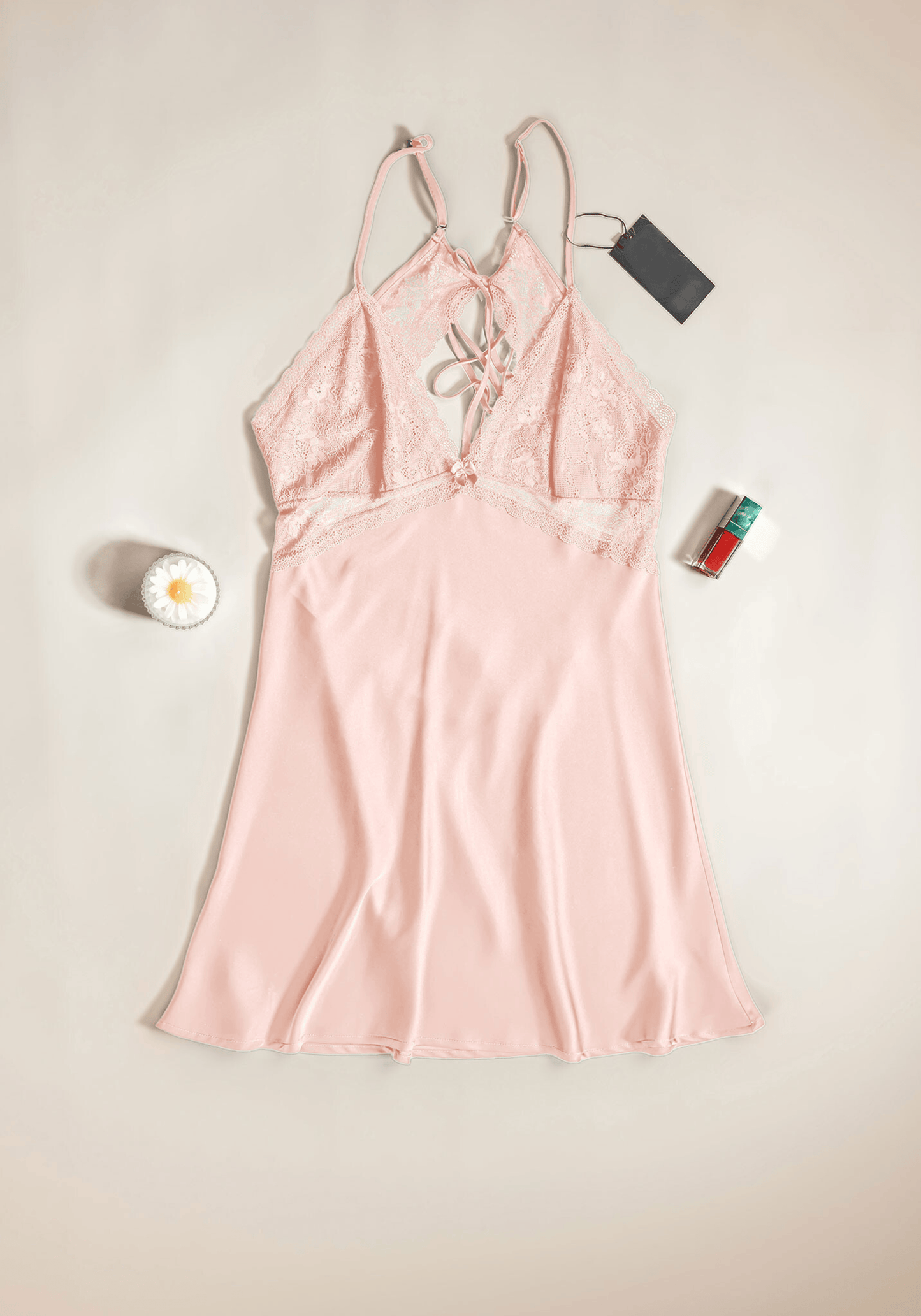 Satin Babydoll With Lace Detail