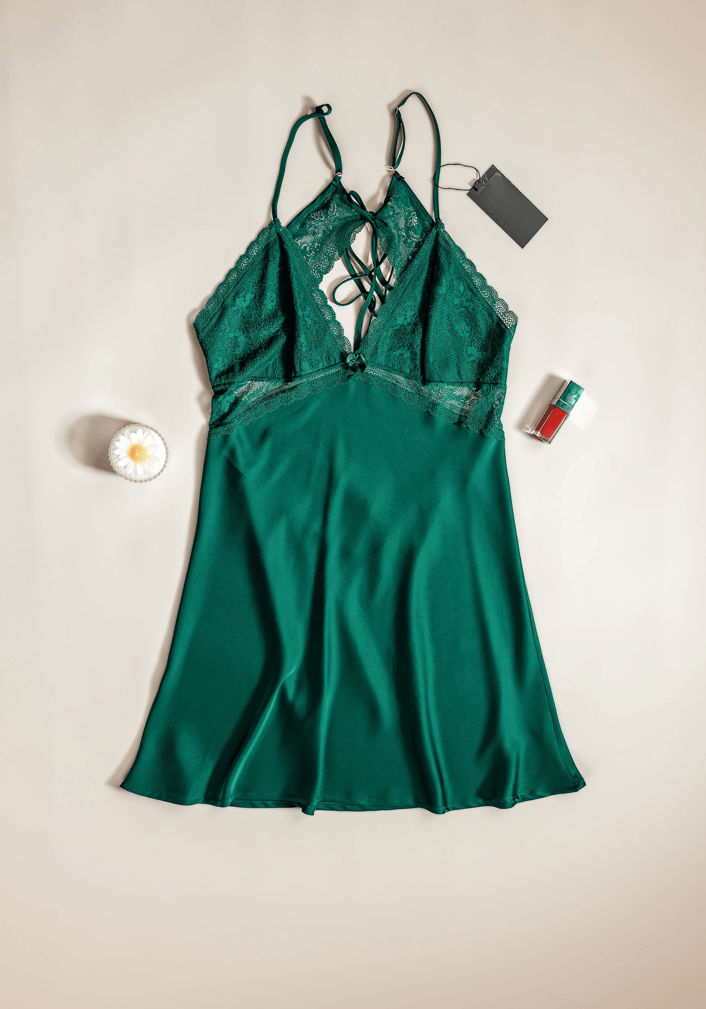 Satin Babydoll With Lace Detail