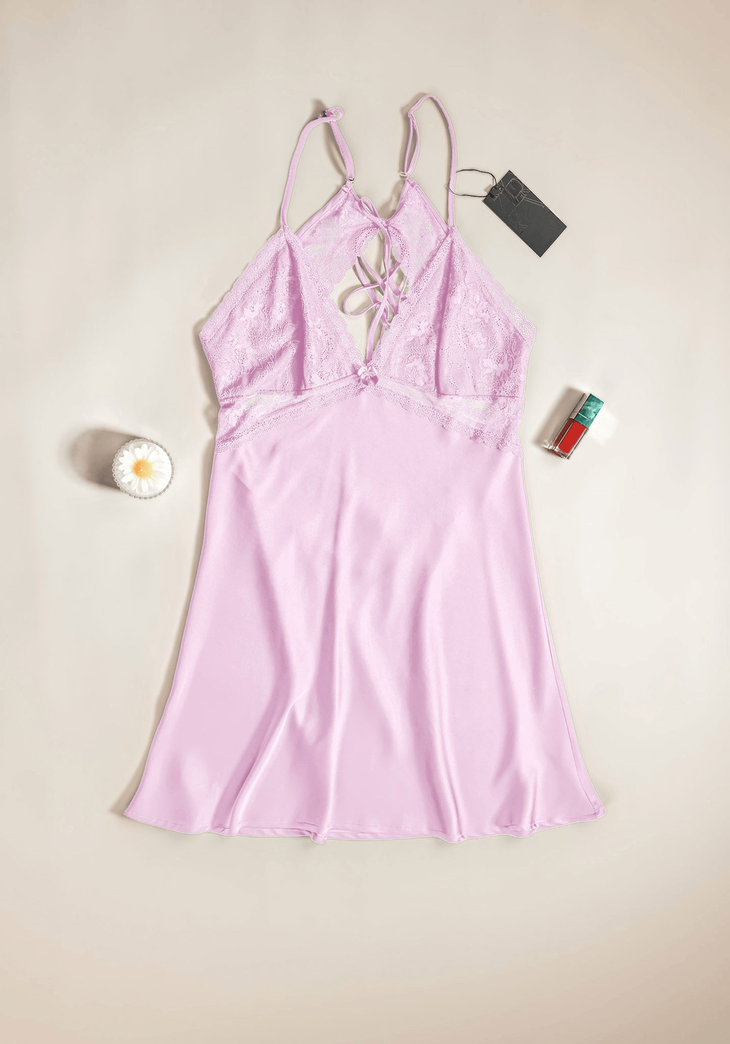 Satin Babydoll With Lace Detail