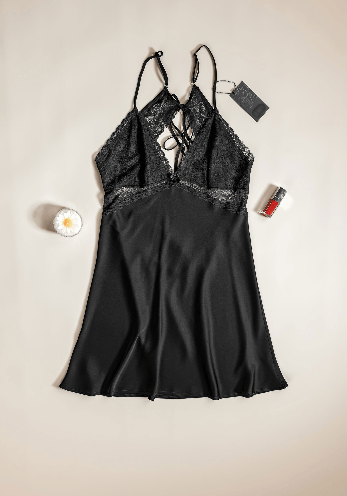 Satin Babydoll With Lace Detail