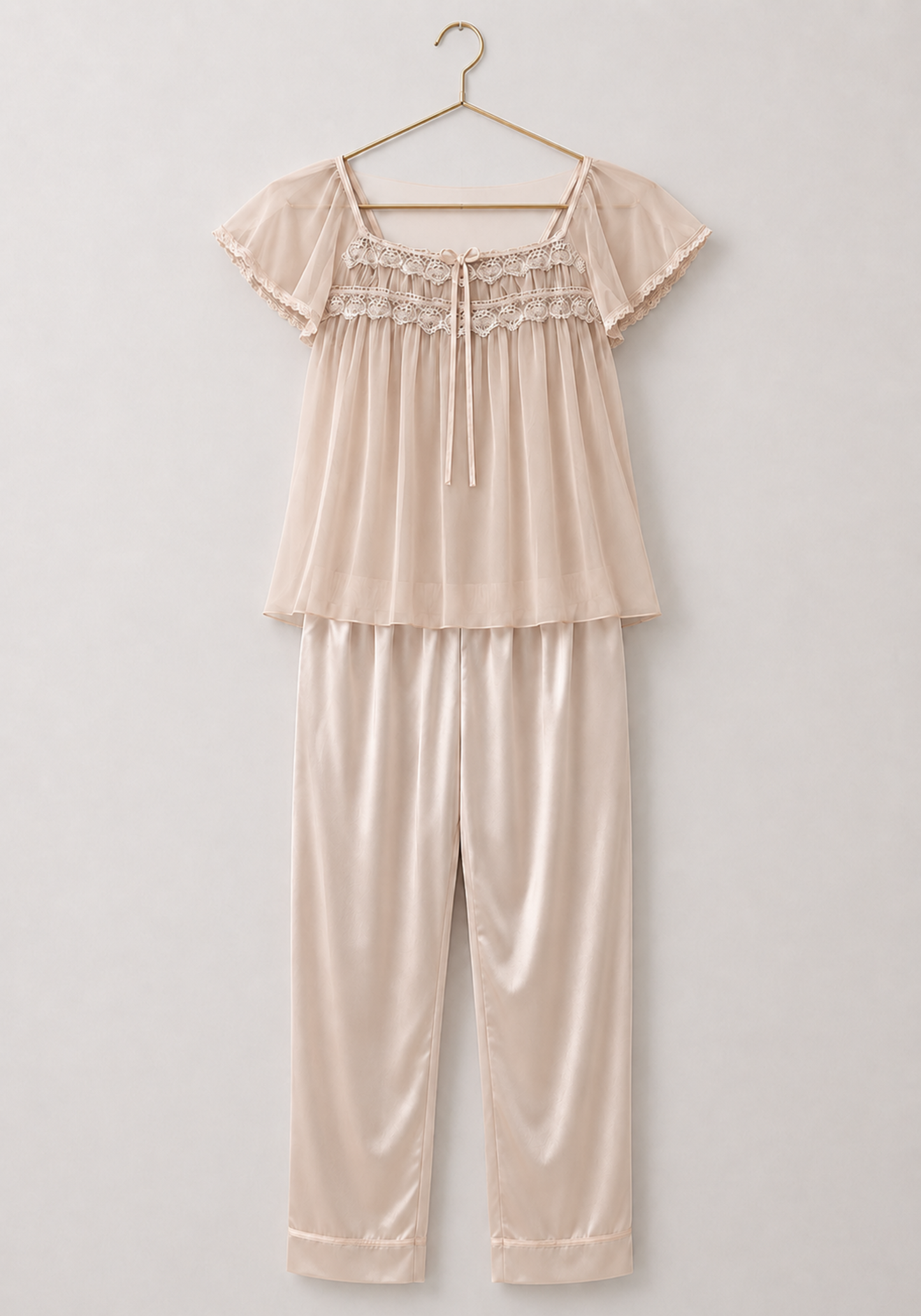 Schiffon Satin Mega Sleeve Pajama