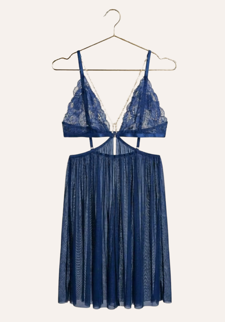 Sexy See Through Tulle Babydoll With Lace Cups