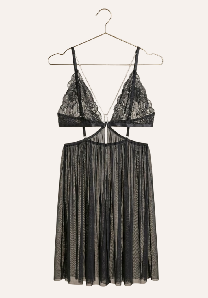 Sexy See Through Tulle Babydoll With Lace Cups