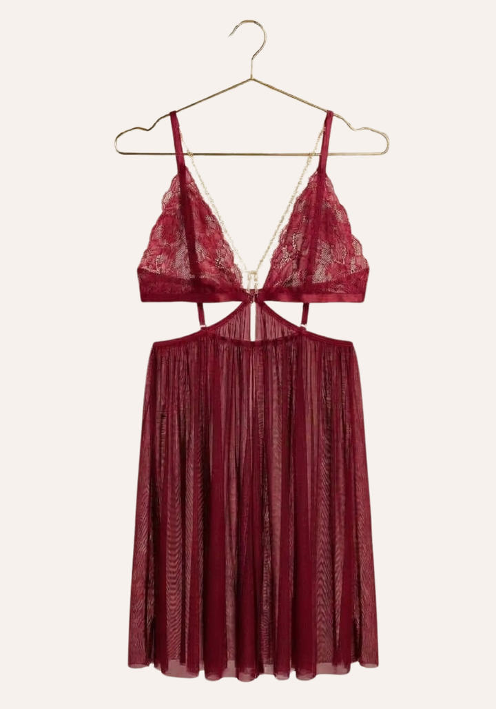 Sexy See Through Tulle Babydoll With Lace Cups