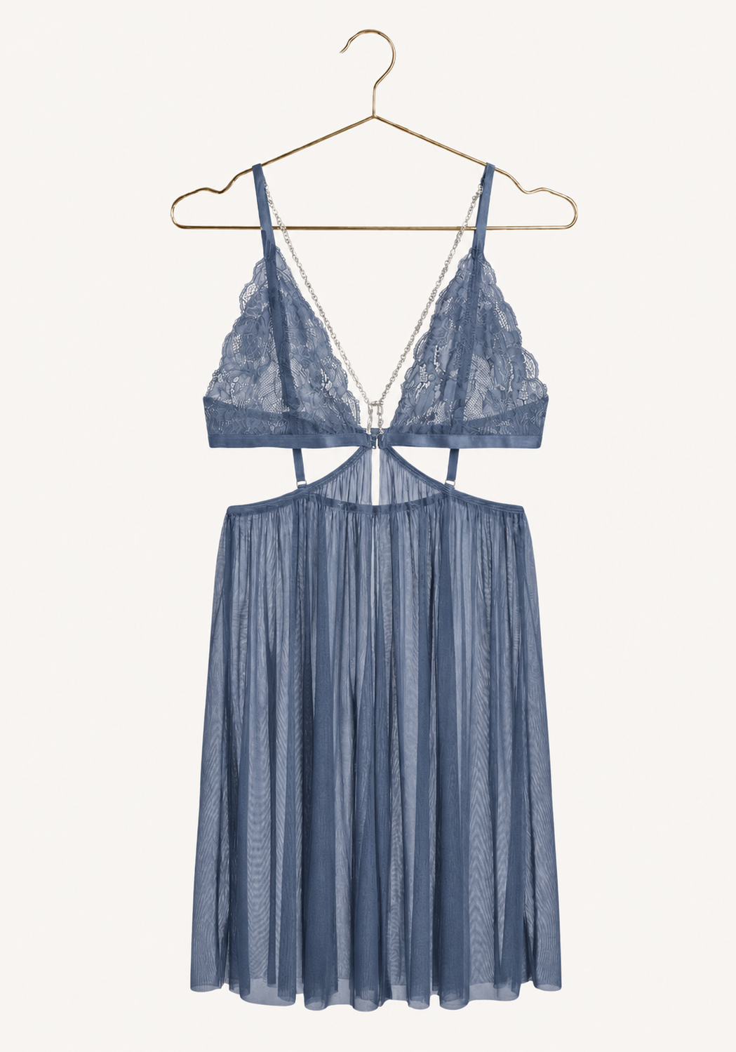 Sexy See Through Tulle Babydoll With Lace Cups