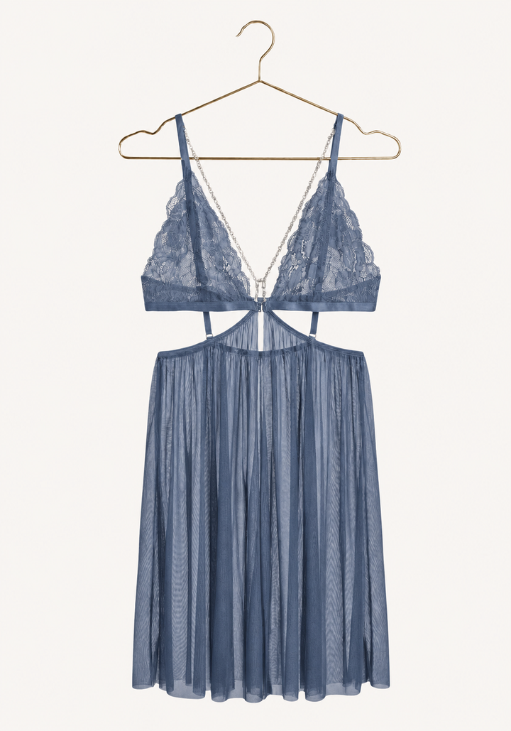Sexy See Through Tulle Babydoll With Lace Cups