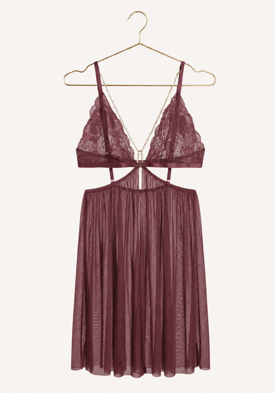 Sexy See Through Tulle Babydoll With Lace Cups
