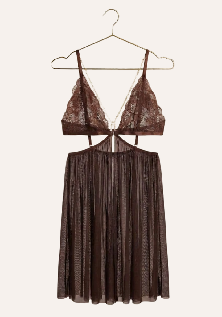 Sexy See Through Tulle Babydoll With Lace Cups