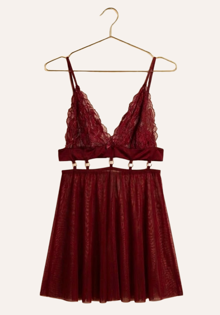 Sexy See Through Tulle Babydoll With Lace Cups