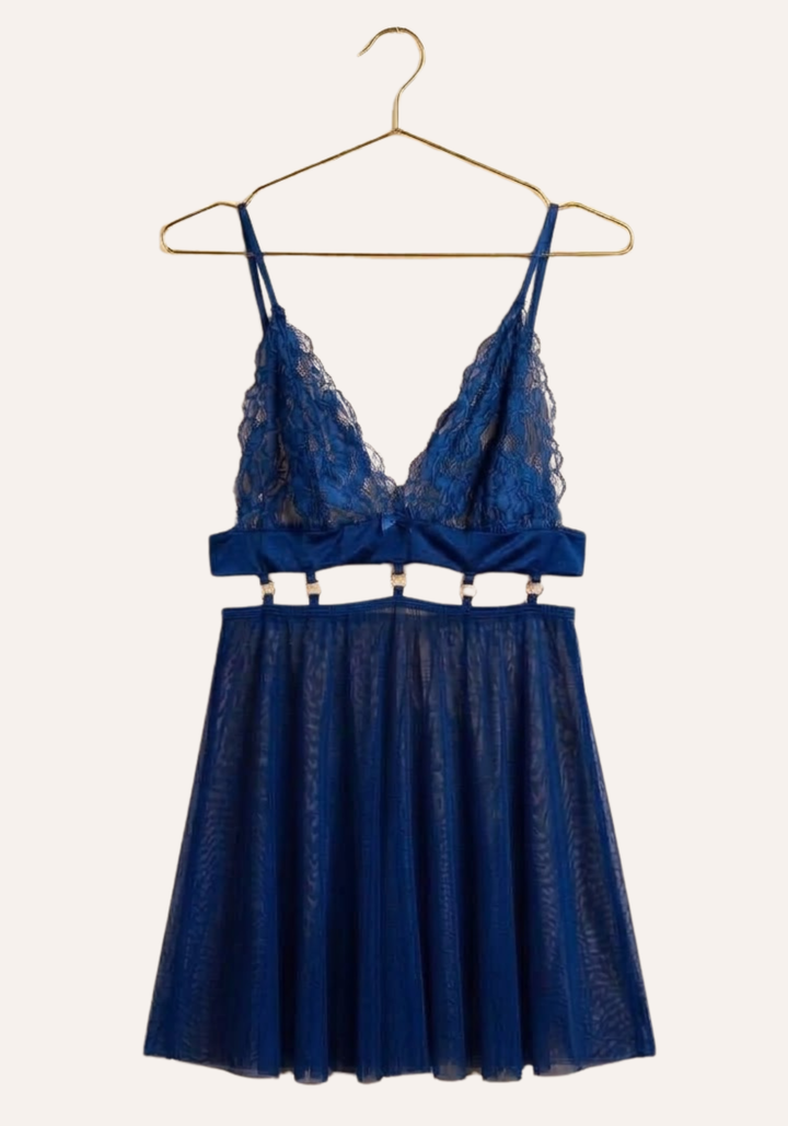 Sexy See Through Tulle Babydoll With Lace Cups