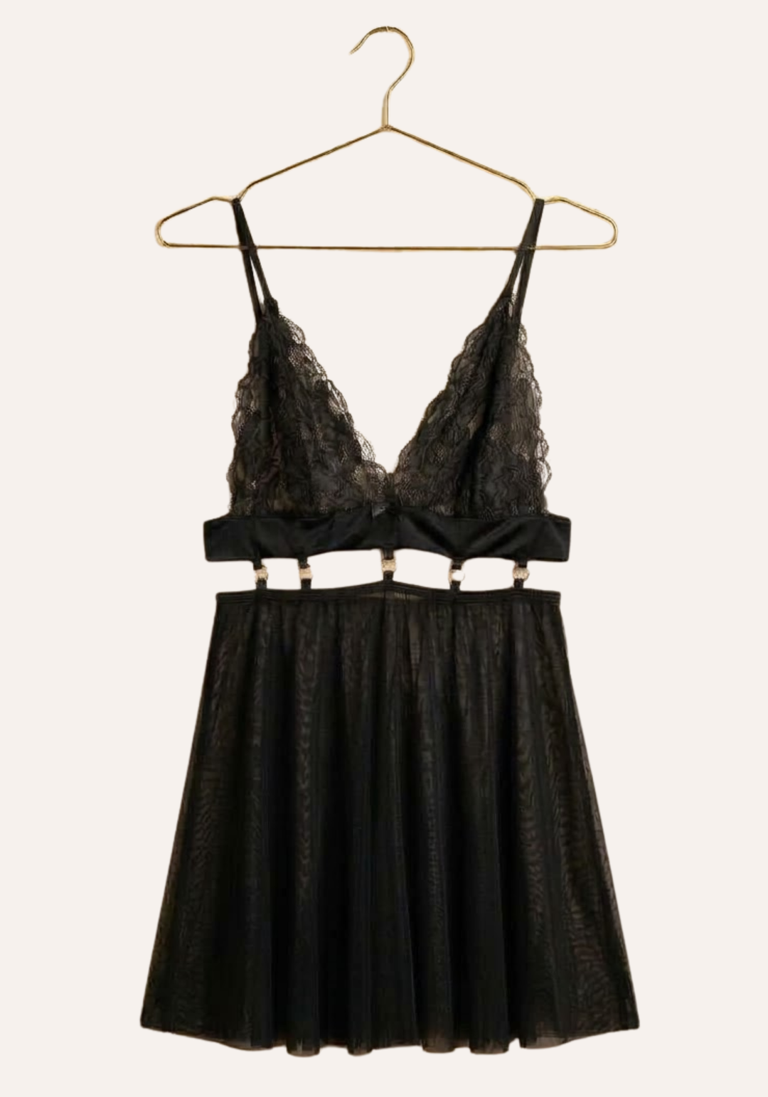 Sexy See Through Tulle Babydoll With Lace Cups