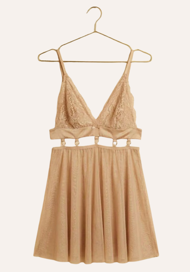 Sexy See Through Tulle Babydoll With Lace Cups