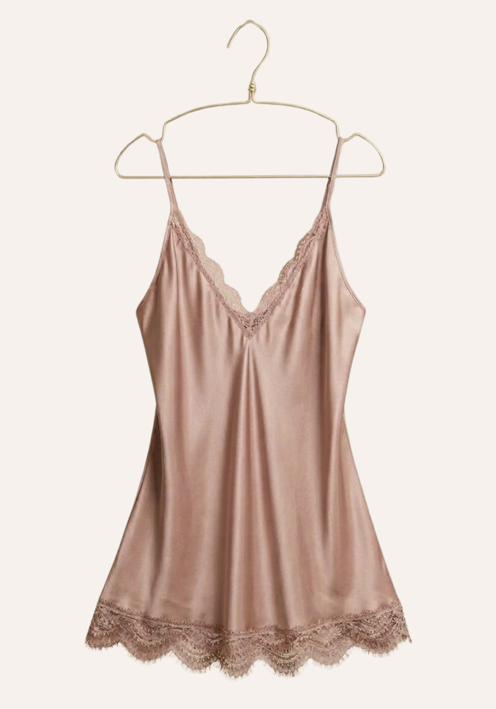 Satin Shoulder Strap V Breast Slip