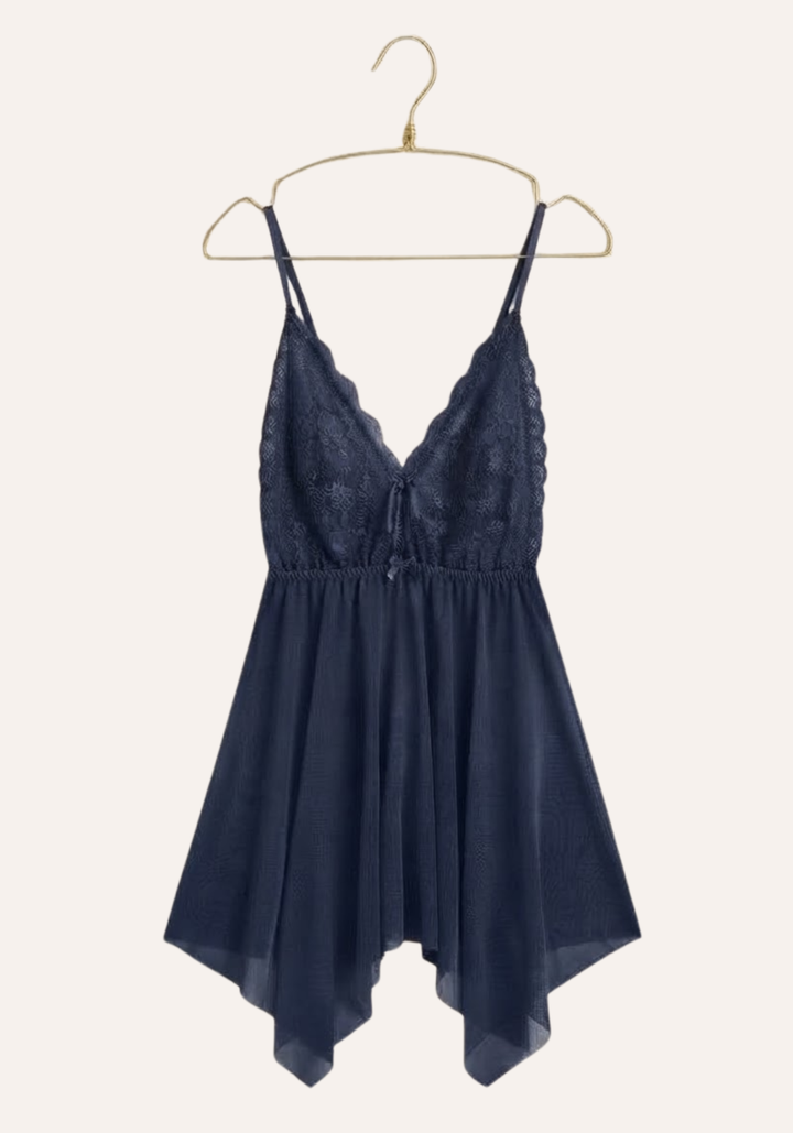 Sexy See Through Tulle Babydoll With Lace Cups