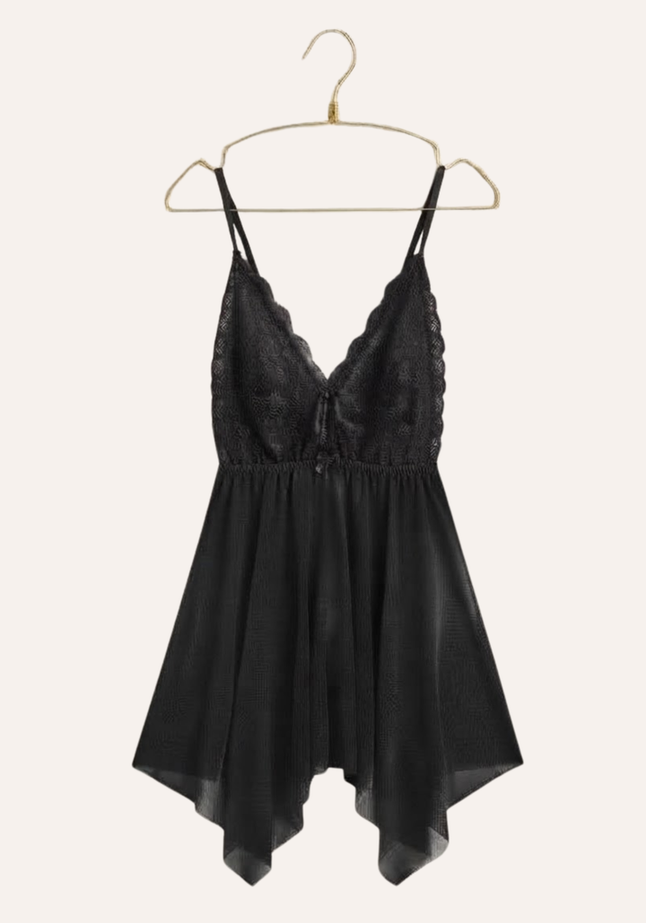Sexy See Through Tulle Babydoll With Lace Cups