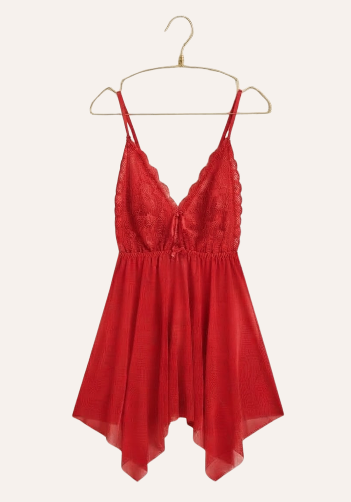Sexy See Through Tulle Babydoll With Lace Cups