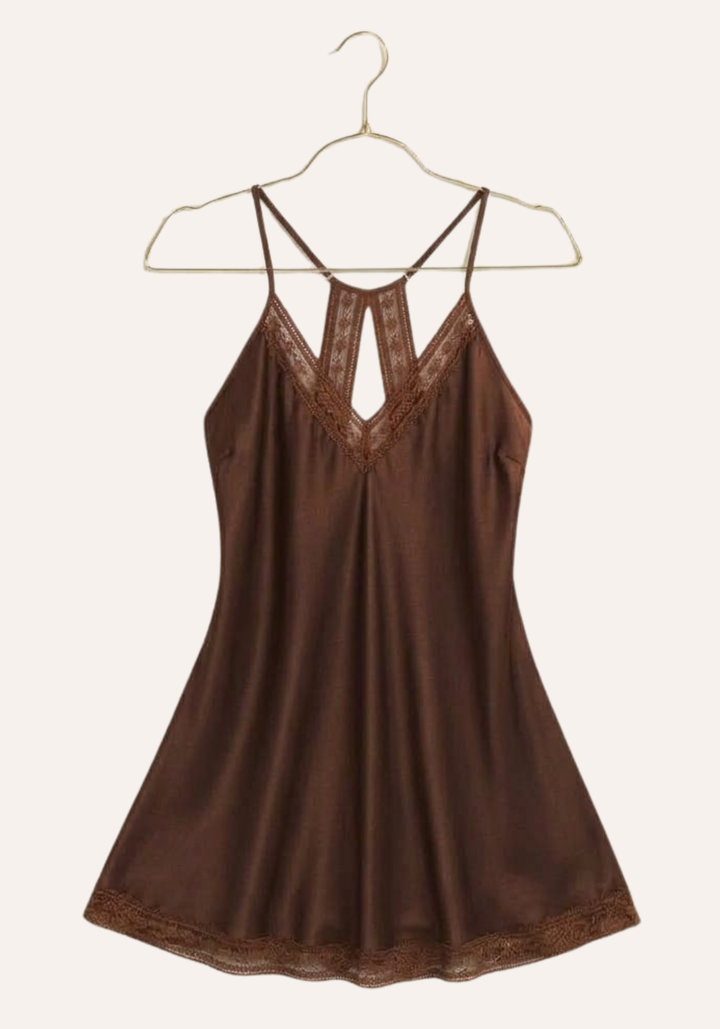 Satin Shoulder Strap V Breast Slip