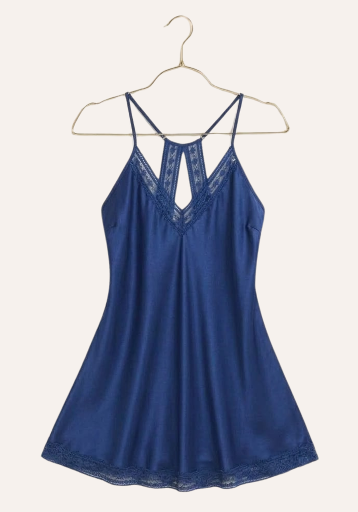 Satin Shoulder Strap V Breast Slip