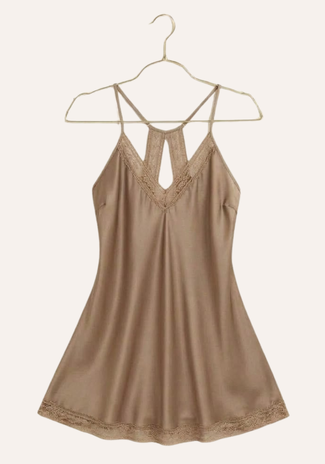 Satin Shoulder Strap V Breast Slip