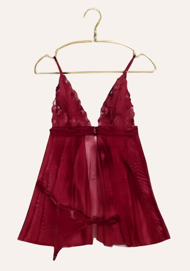 Sexy See Through Tulle Babydoll With Lace Cups