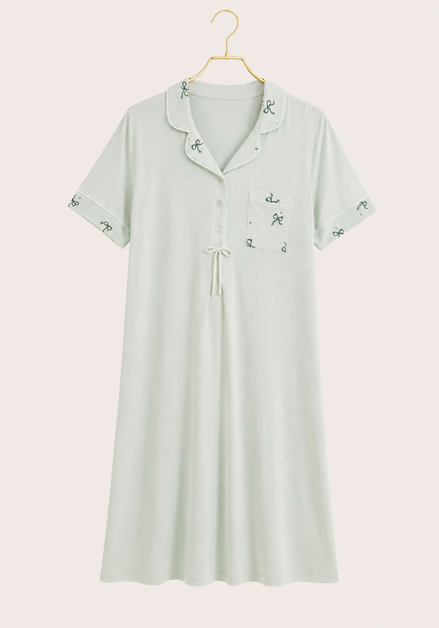 Maternal Collar Button Short Sleeve Nighty