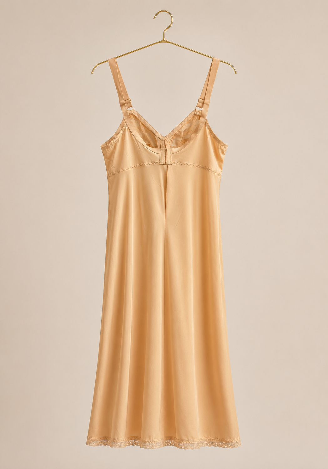 Long Slip: Wide Shoulder Strap Full Breast Lace Long Under Slip