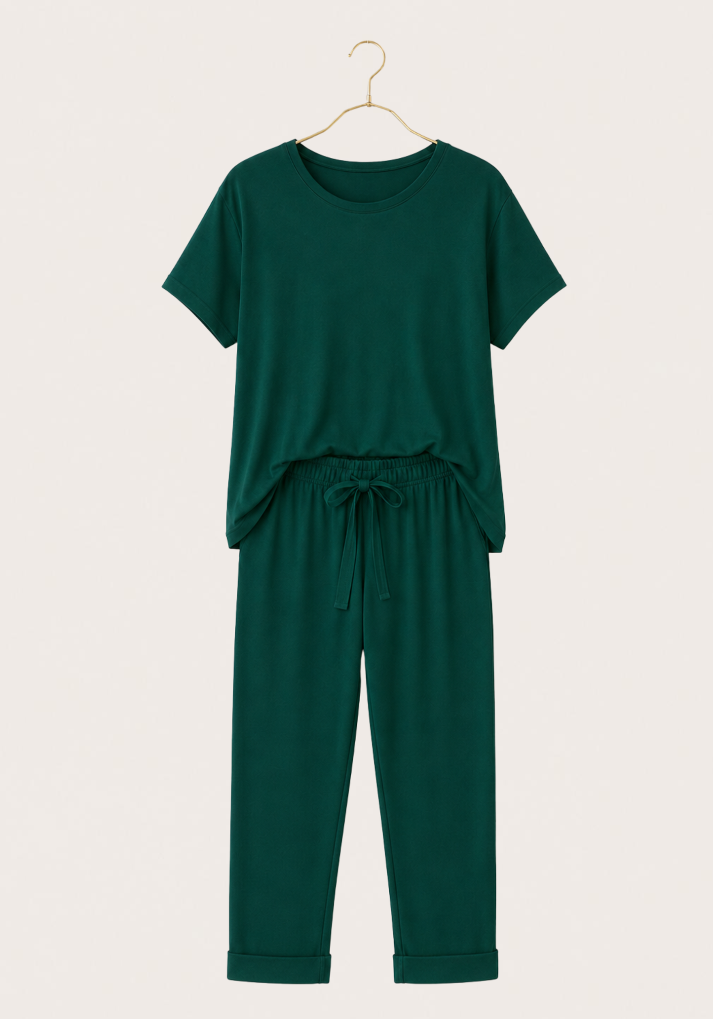Modal Pajama: Short Sleeves Top And Pants With Lace Details