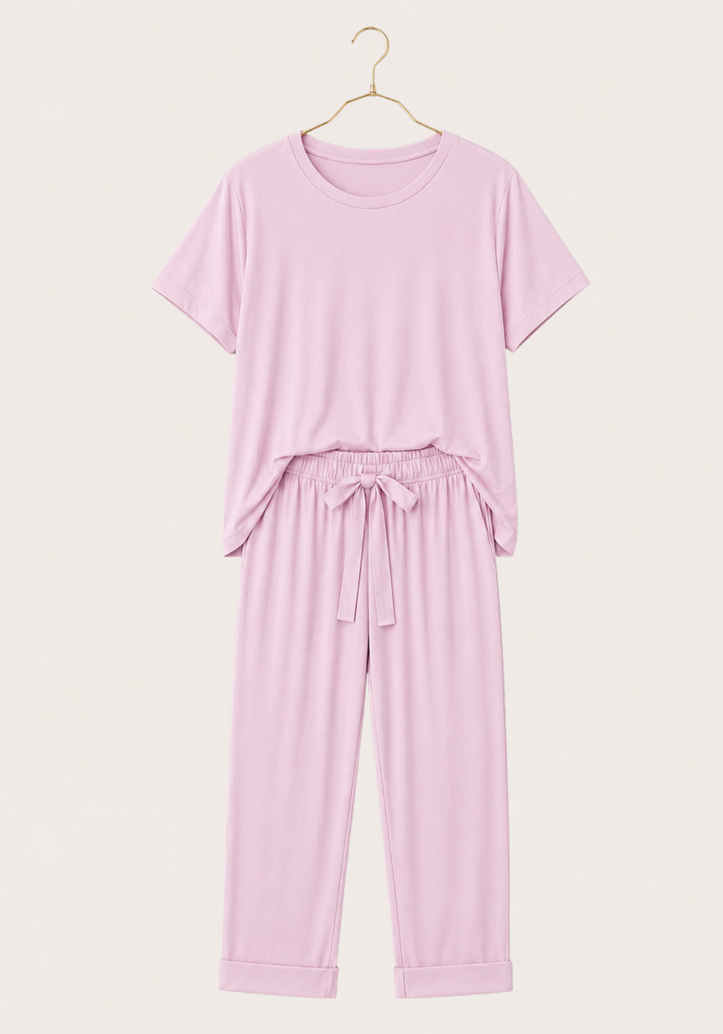 Modal Pajama: Short Sleeves Top And Pants With Lace Details