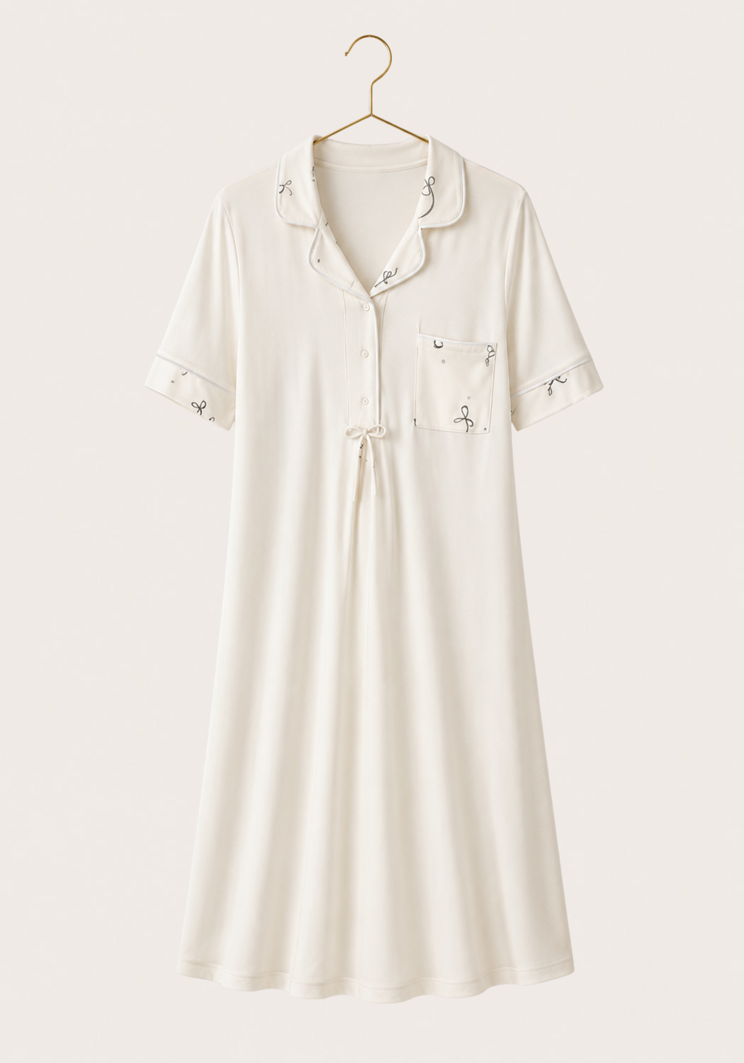 Maternal Collar Button Short Sleeve Nighty
