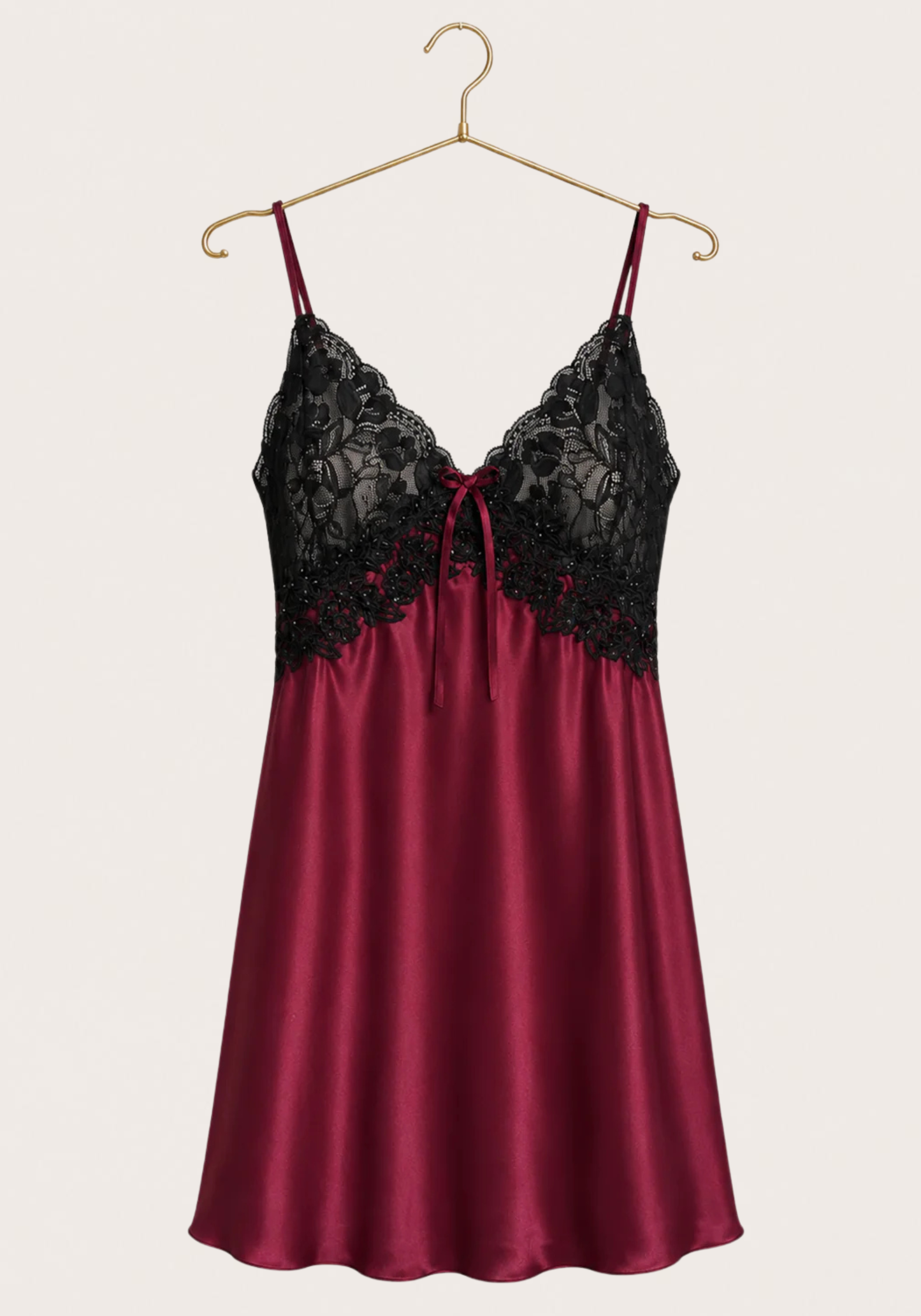 Satin Babydoll: Shoulder Strap With Dantel Cups And Applique Under Cups