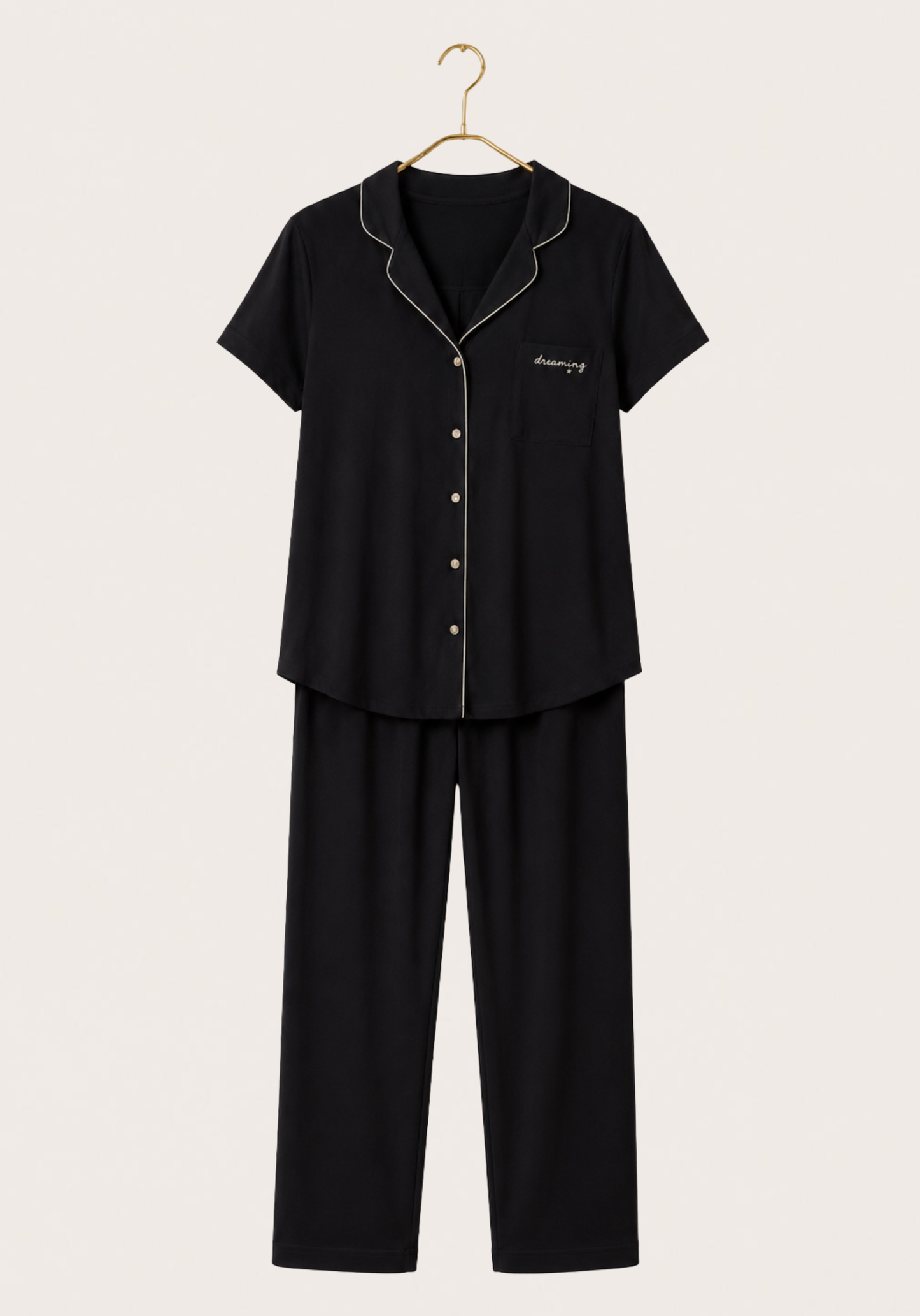 Viscose Lycra Collar Button Short Sleeve Top And Pant Set