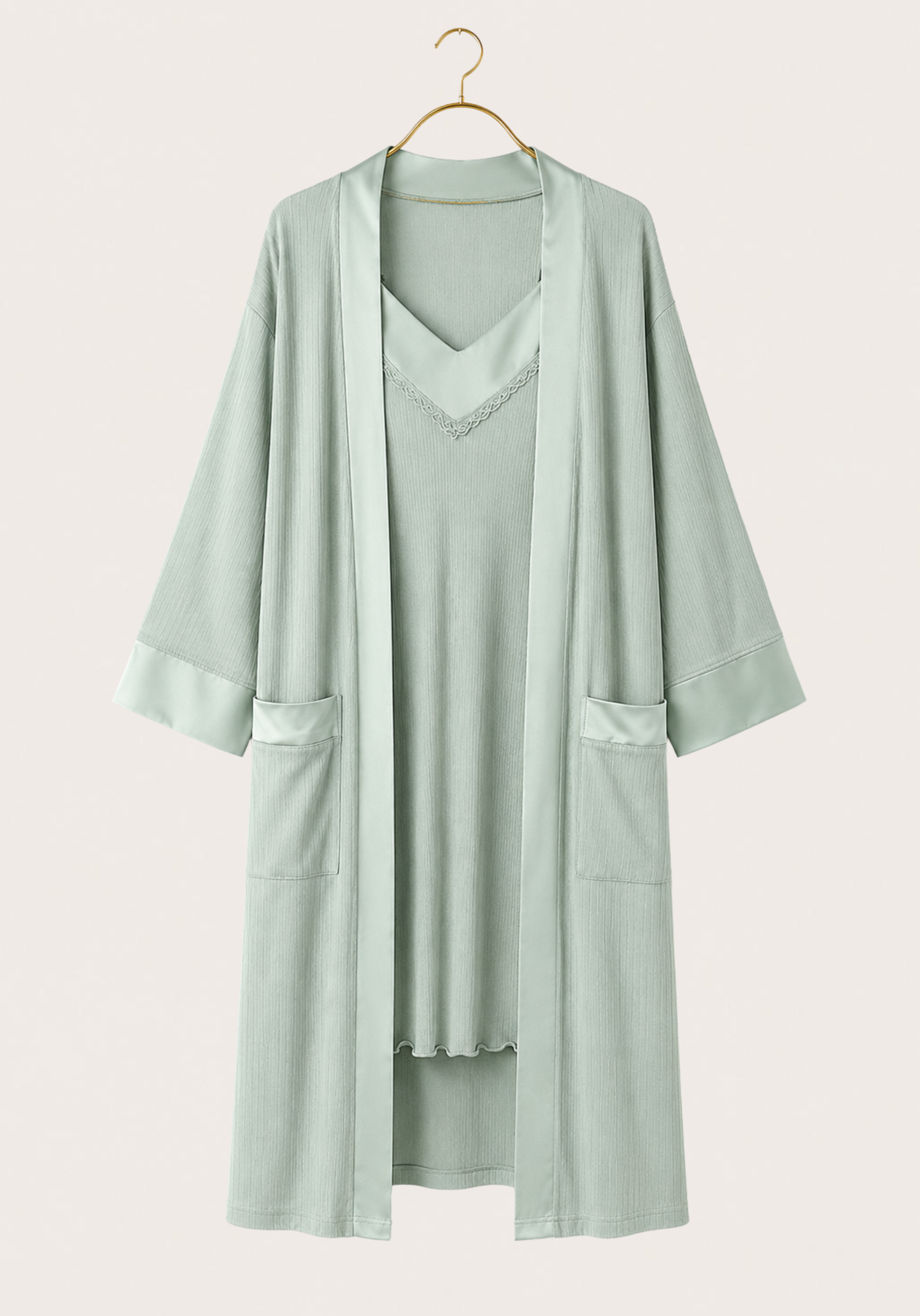 Viscose 2 Piece Robe Nightgown Set