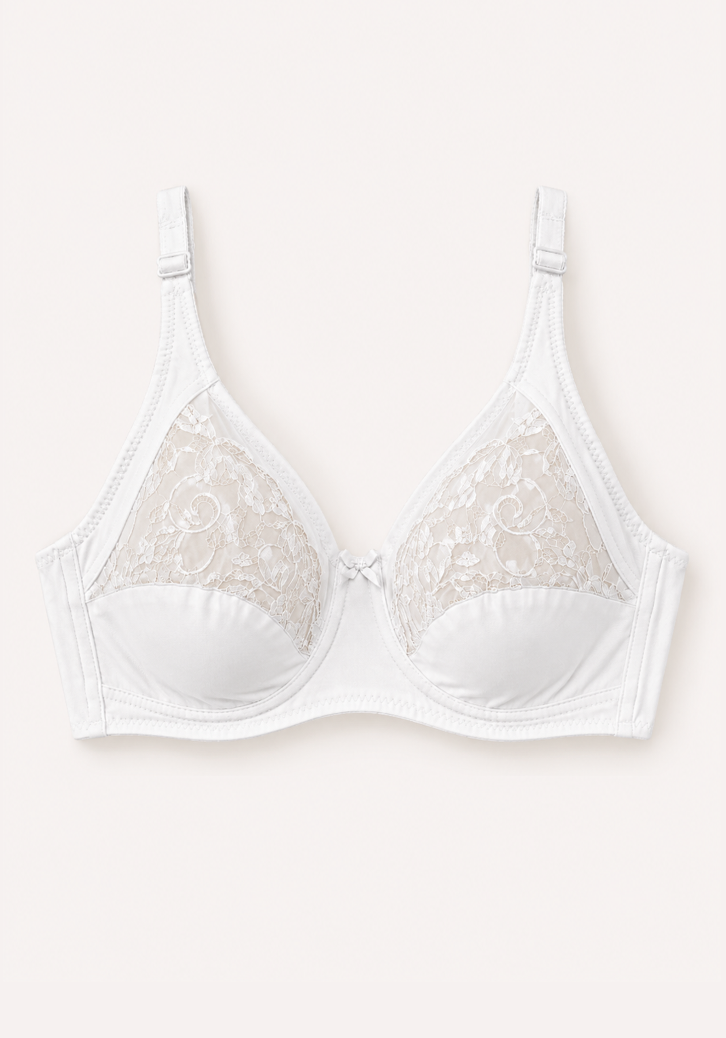 Basic Bra: Daily Wide Strap Unpadded Half Laced Cup Bra