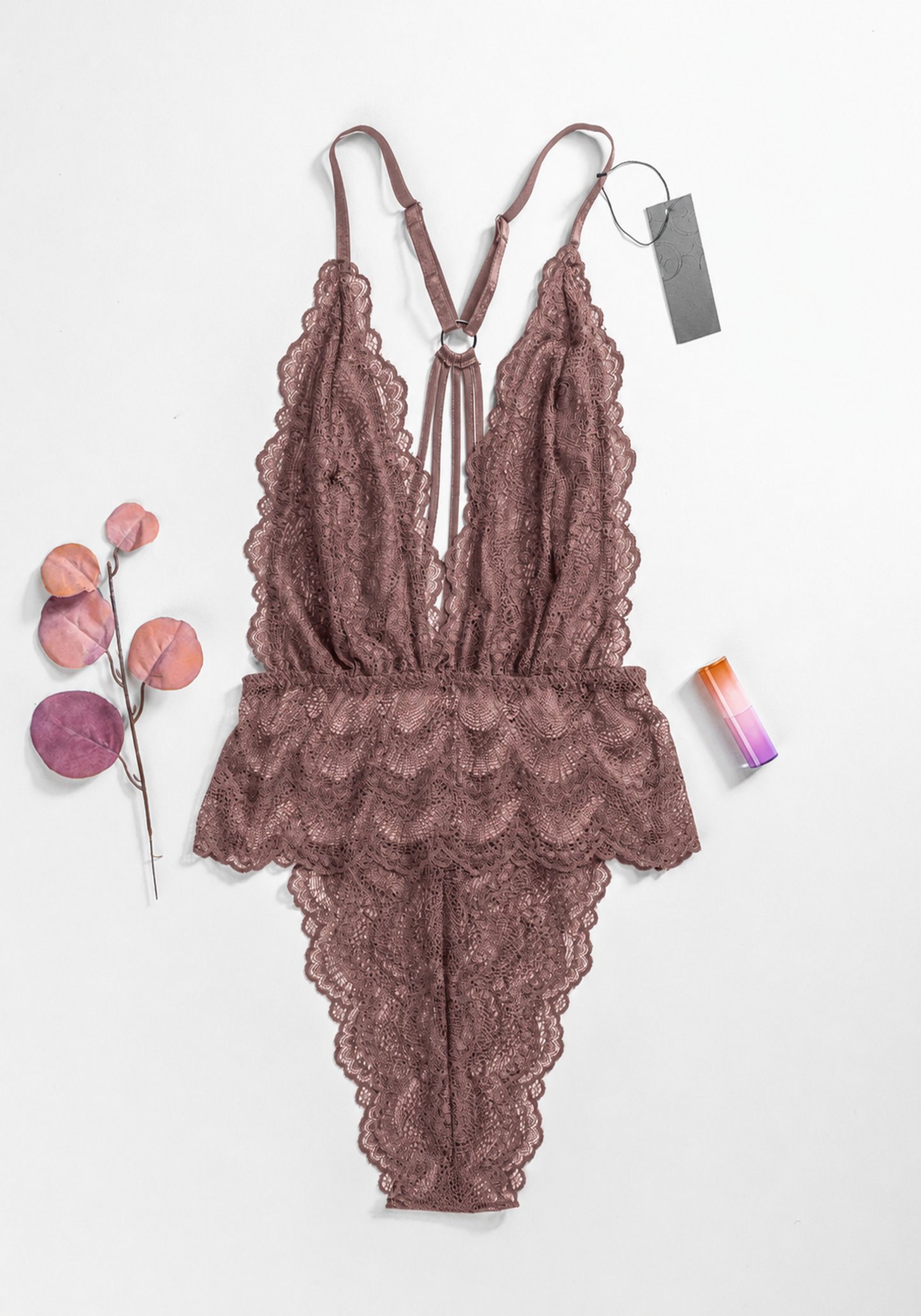 Lingerie Teddies: Full Dantel Bodysuit With Multiple Straps At The Back