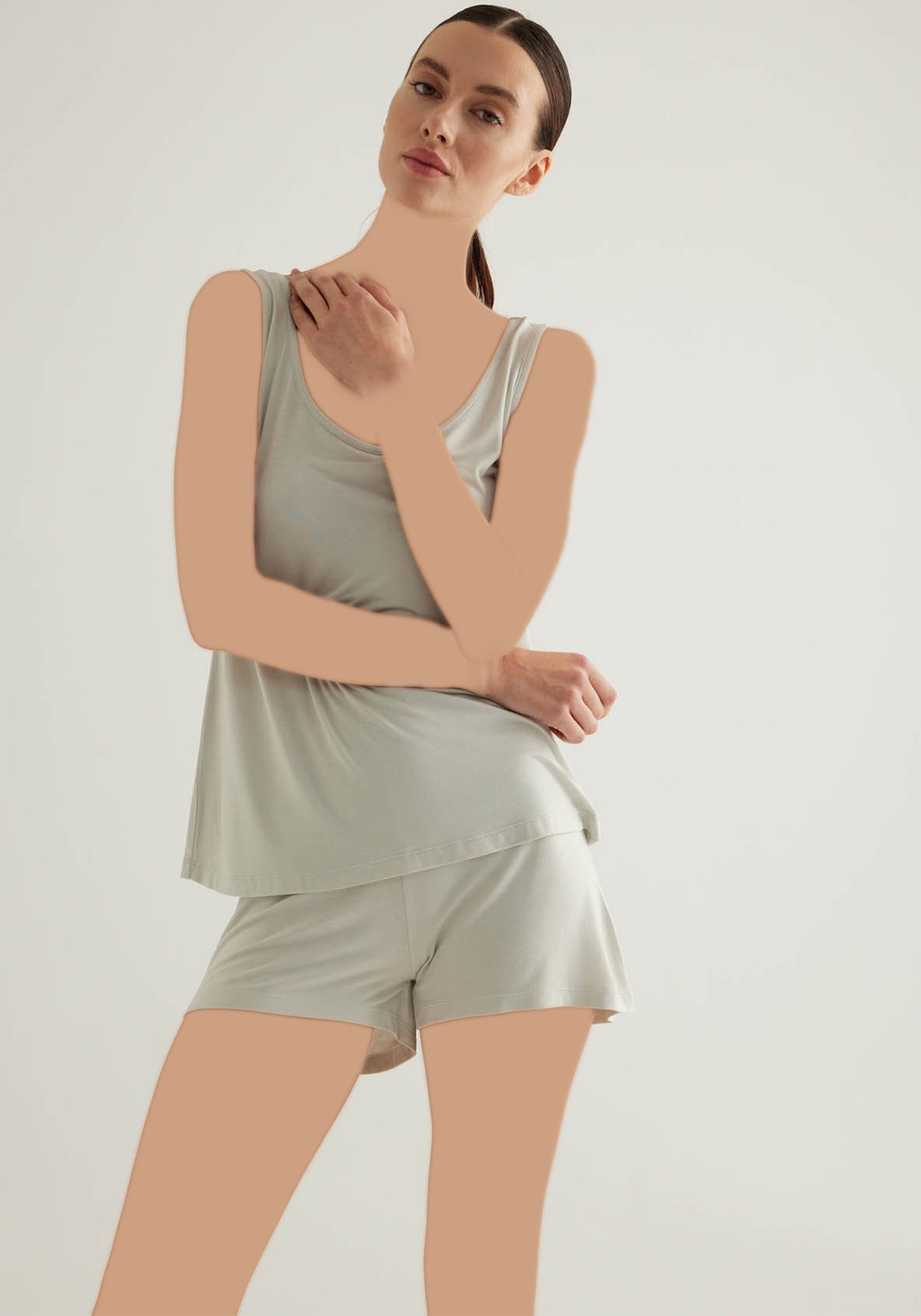 Viscose Lycra Sleeveless Top And Short Set