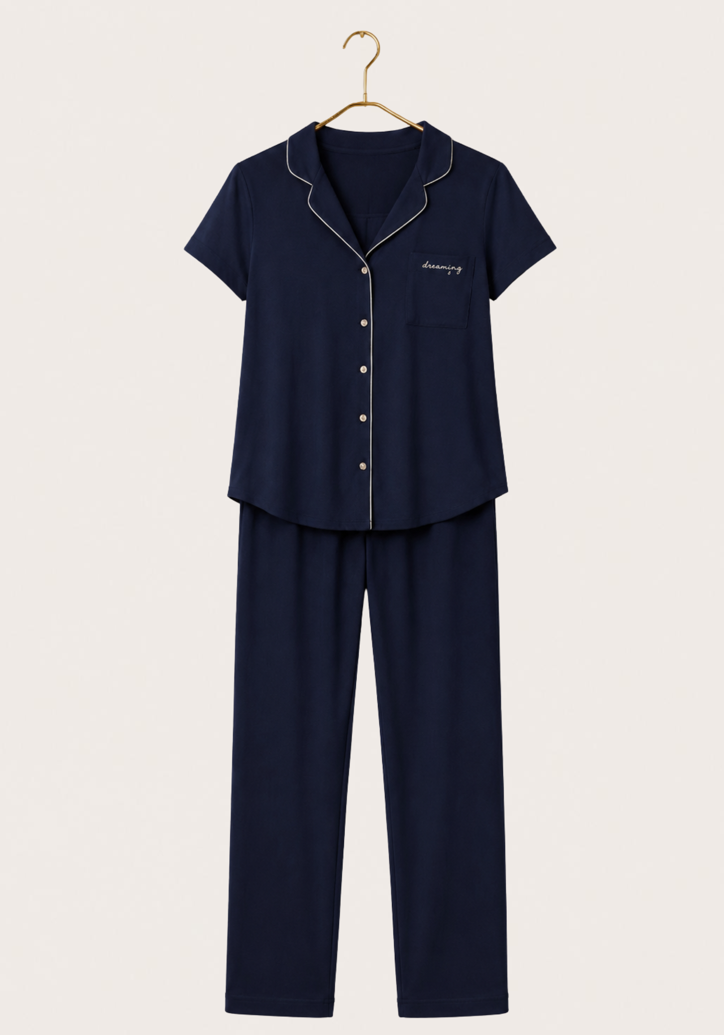 Viscose Lycra Collar Button Short Sleeve Top And Pant Set