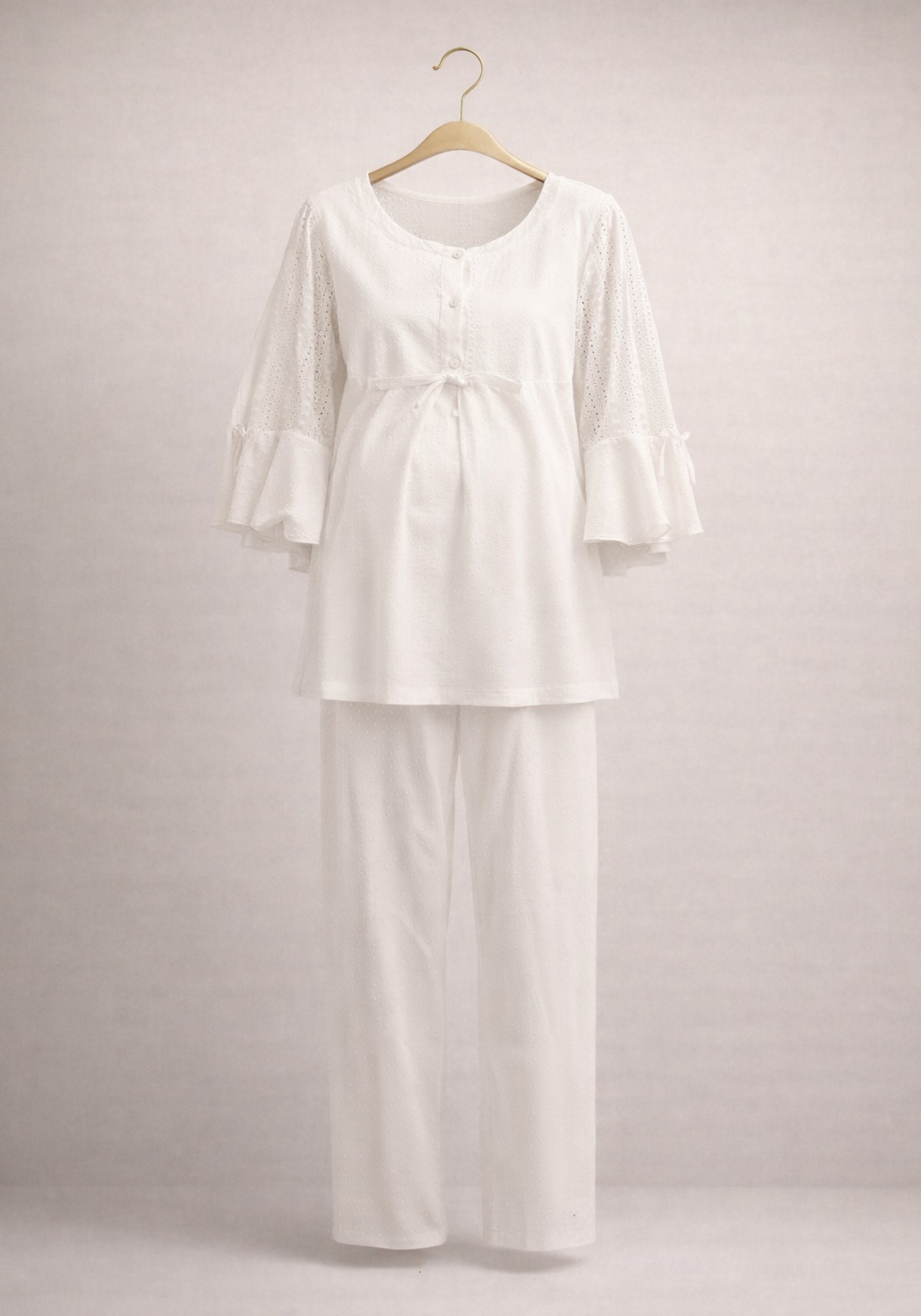 Maternal 3 Pieces Set: Pajamas With Long Robe