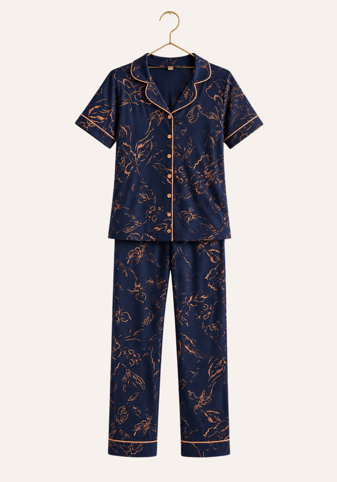 Collar Button Short Sleeve Pajama