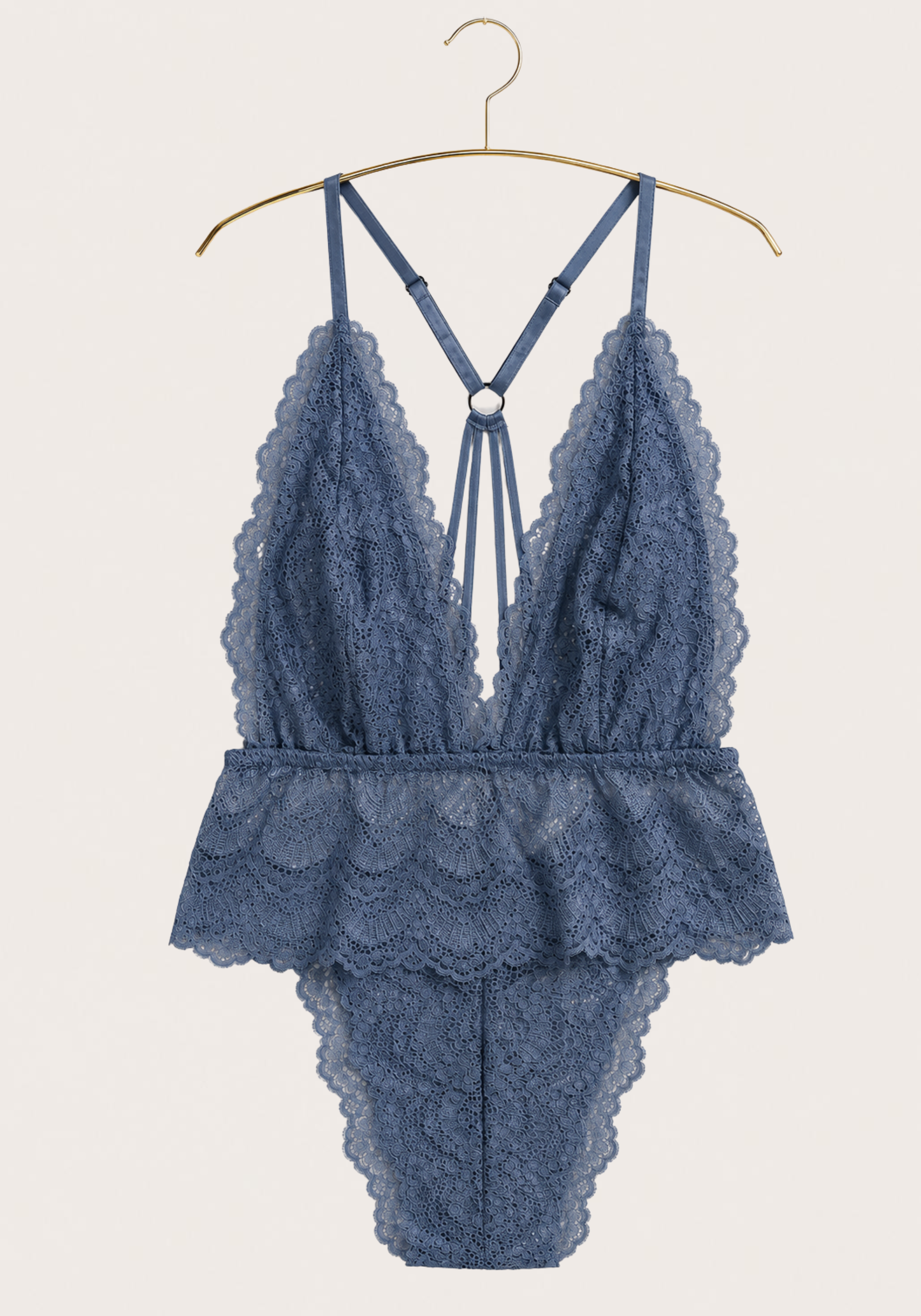 Lingerie Teddies: Full Dantel Bodysuit With Multiple Straps At The Back
