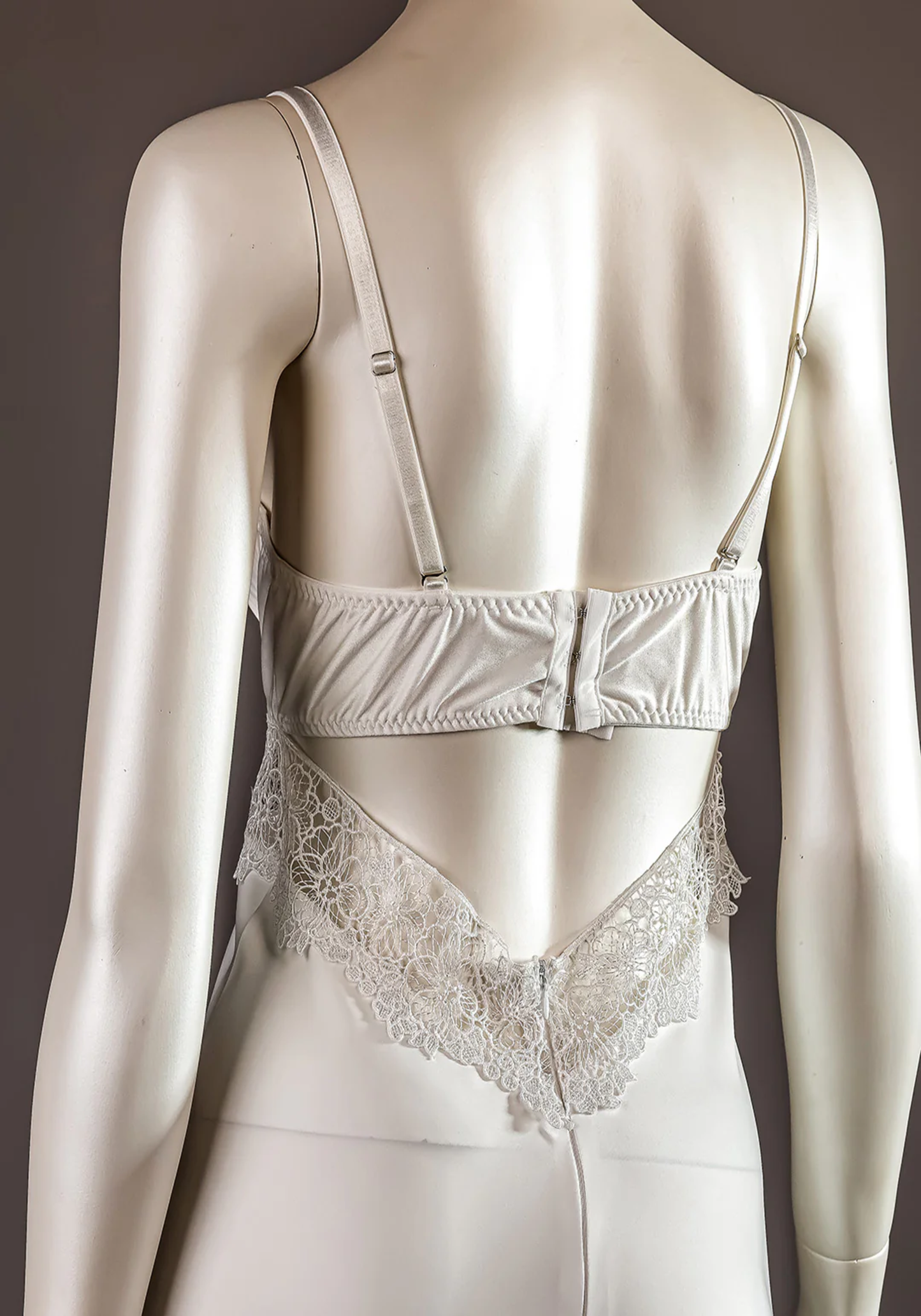 Bridal Long Robe Set: Shoulder Strap Padded Underwire Cup Satin Long Nighty And Satin Long Robe With Lace On The Sleeves