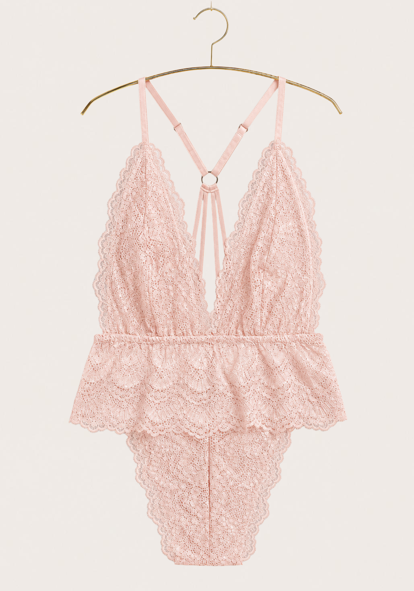 Lingerie Teddies: Full Dantel Bodysuit With Multiple Straps At The Back