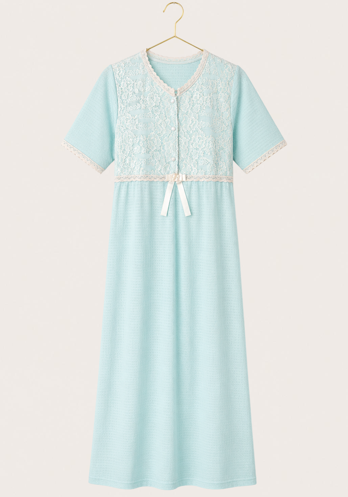Maternal Robe Set: Button Long Nighty With Front Dantel And Long Robe With Furr