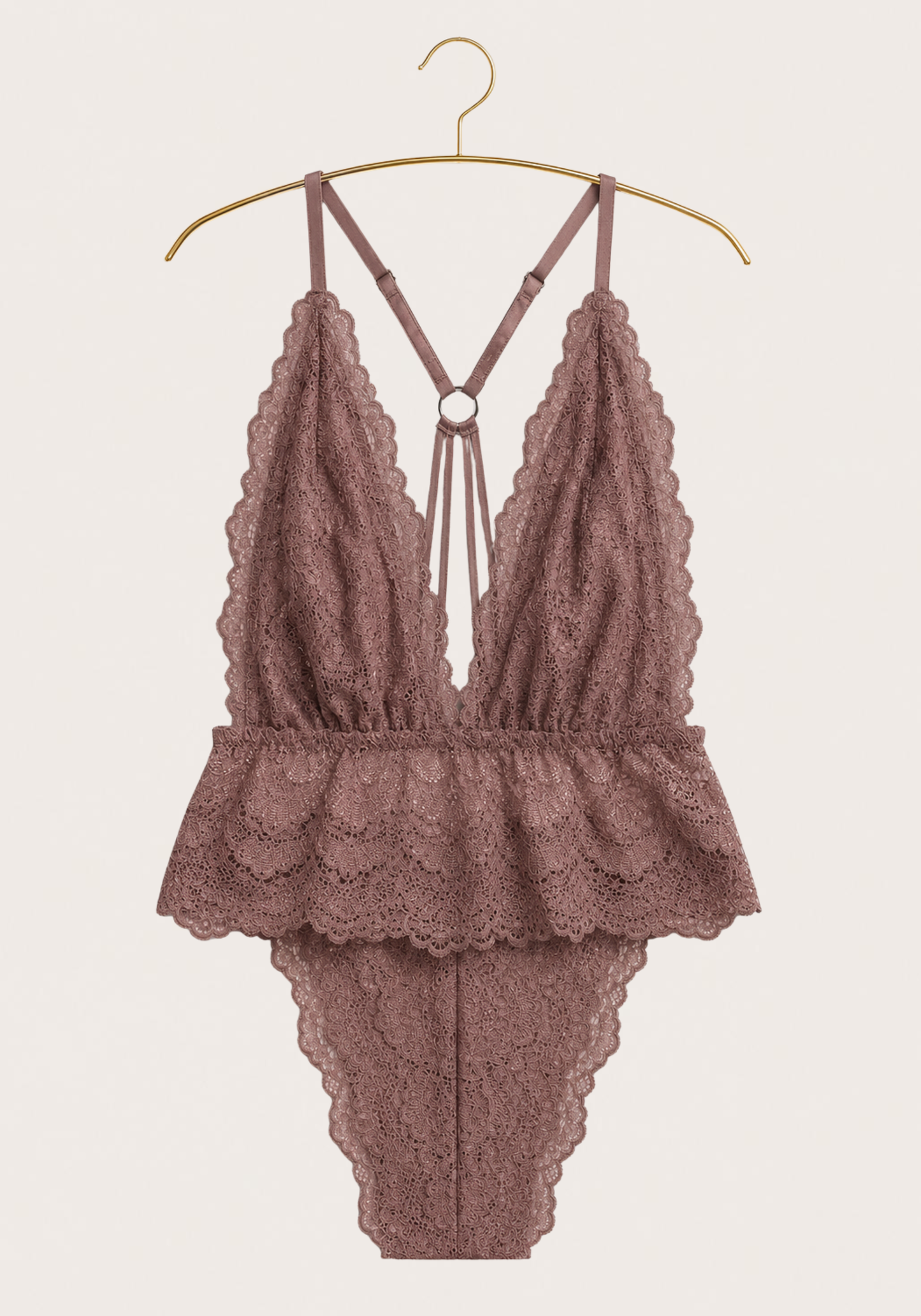Lingerie Teddies: Full Dantel Bodysuit With Multiple Straps At The Back