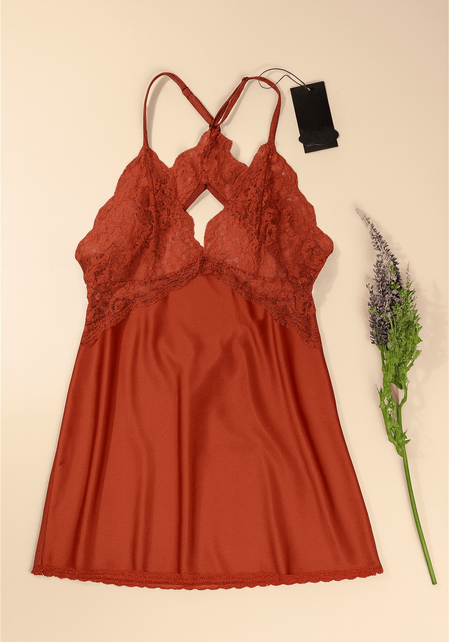 Babydoll: Shoulder Strap Lace Bra Back Lace Satin Babydoll