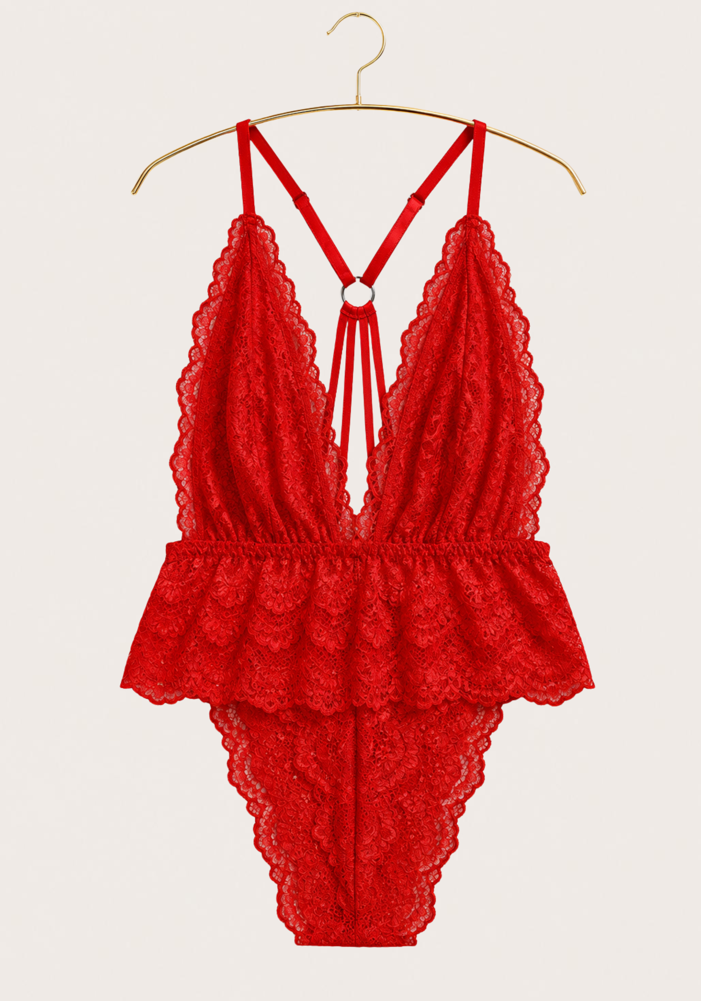 Lingerie Teddies: Full Dantel Bodysuit With Multiple Straps At The Back