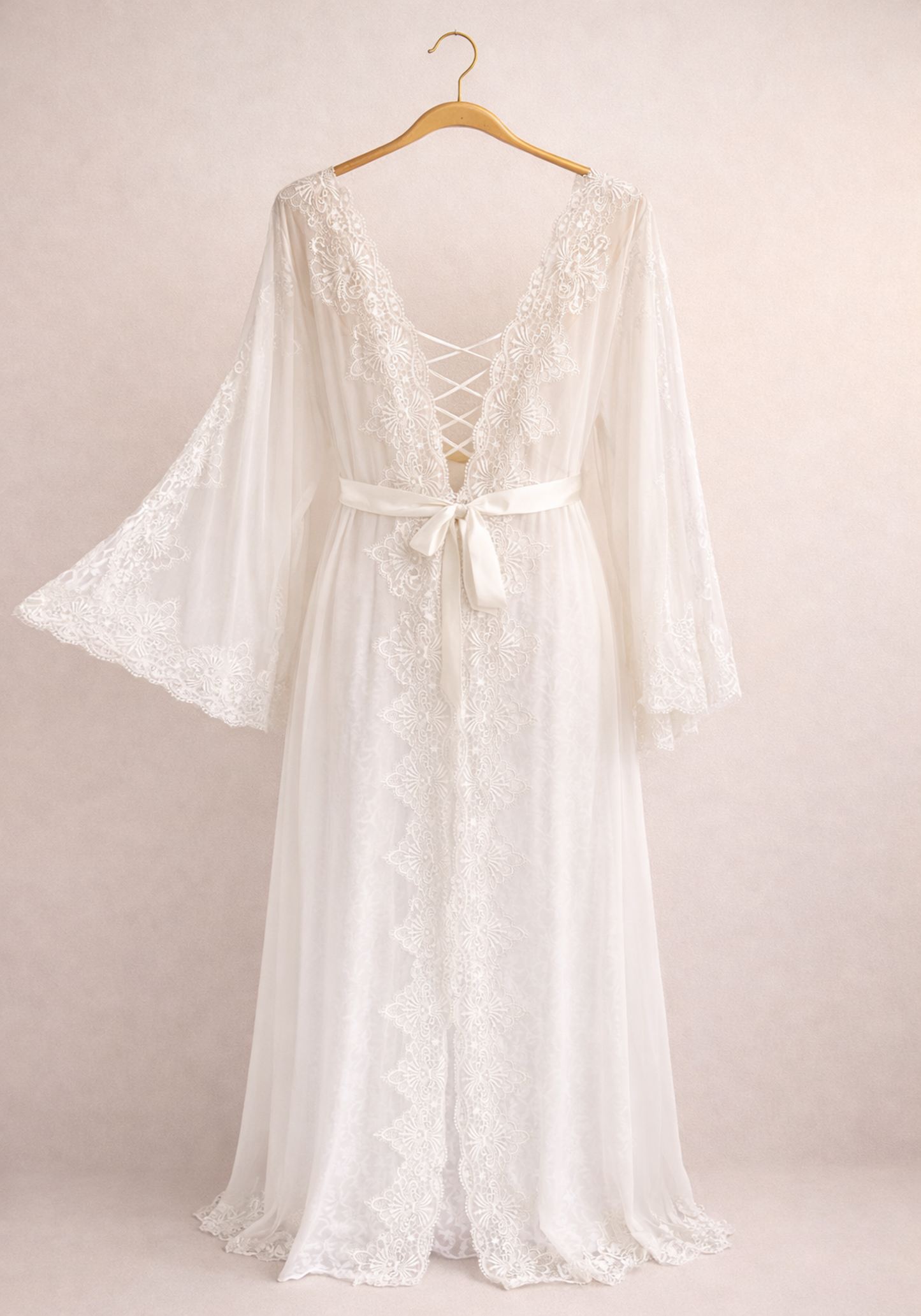 Bridal Schiffon Satin Long Robe Set