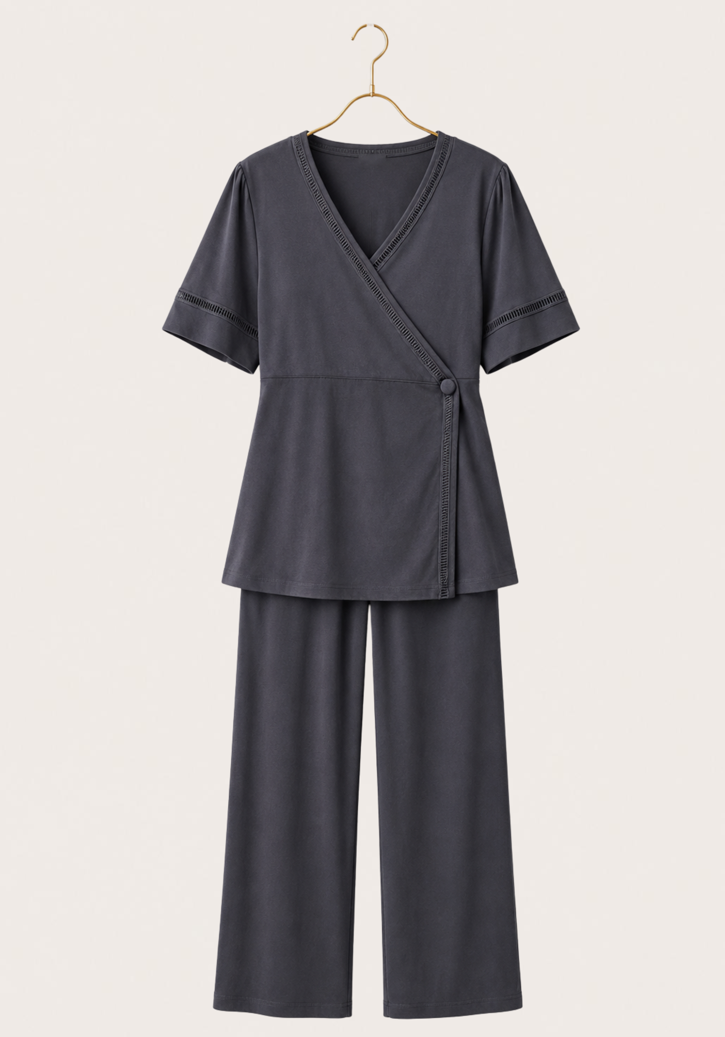 Viscose 3 Piece Maternal Robe Pajamas Set