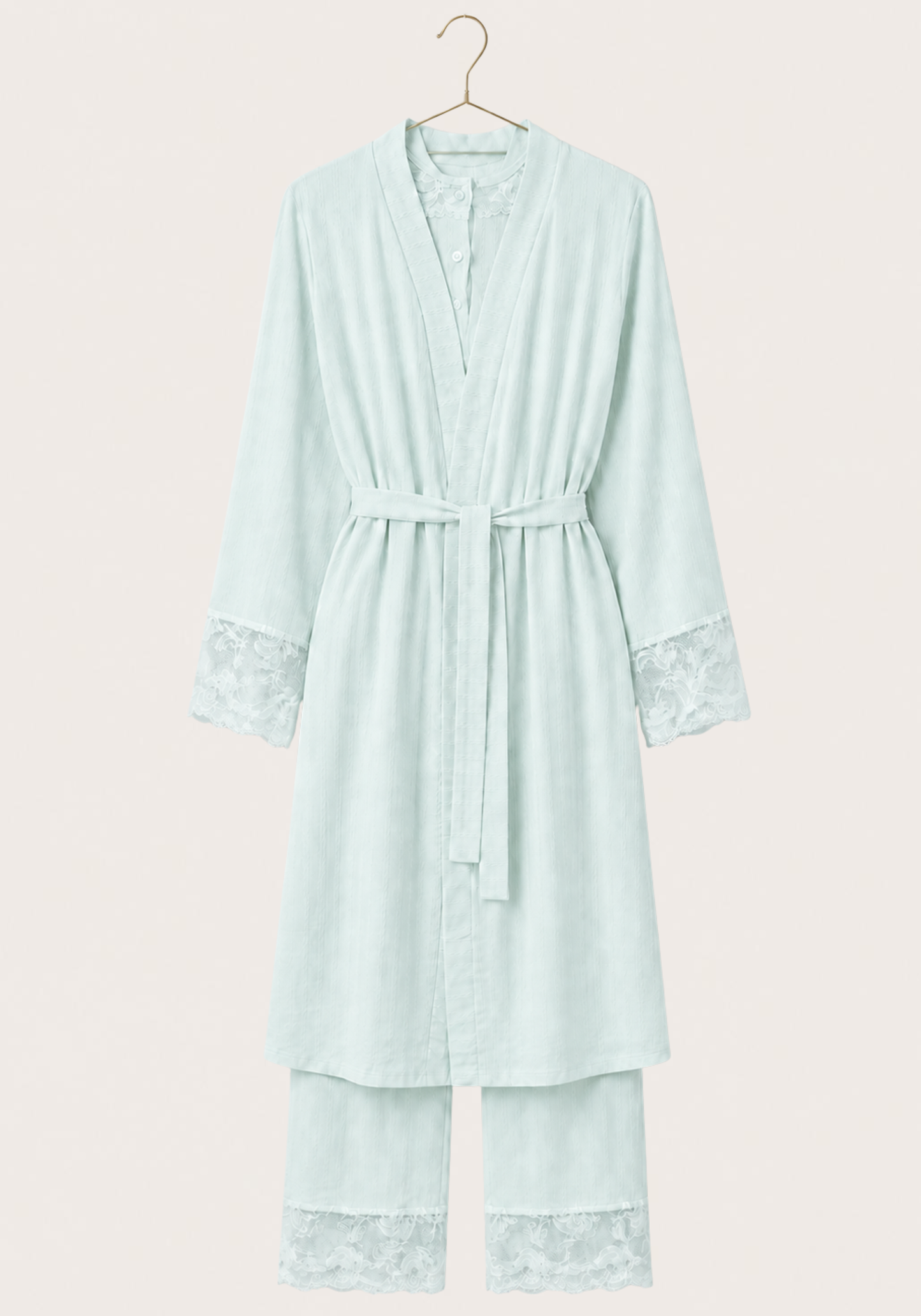 Maternal 3 Pieces Set: Pajamas With Long Robe