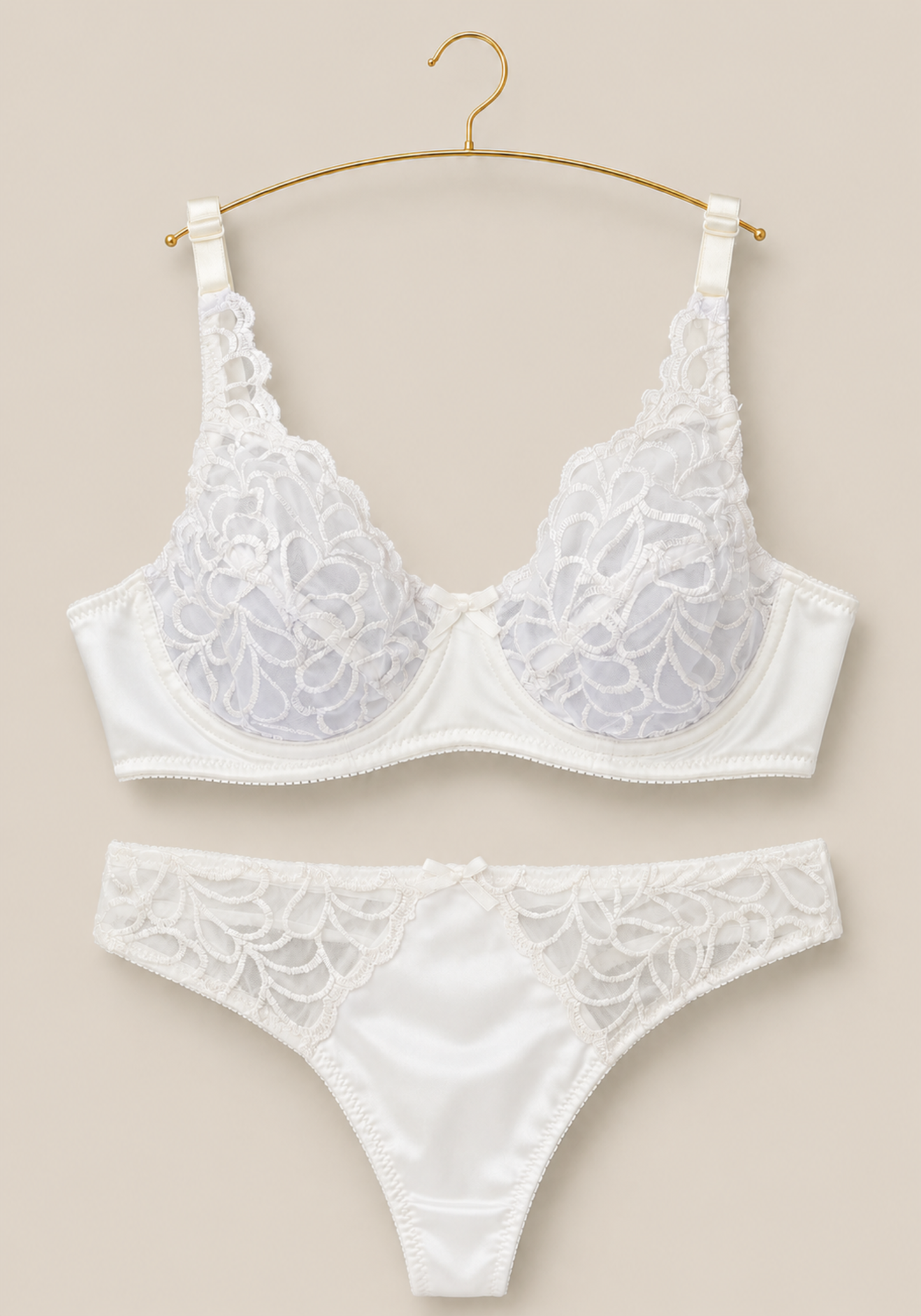 Bridal Bra Set: Full Dantel Cup Bra And Panty With Dantel Detail